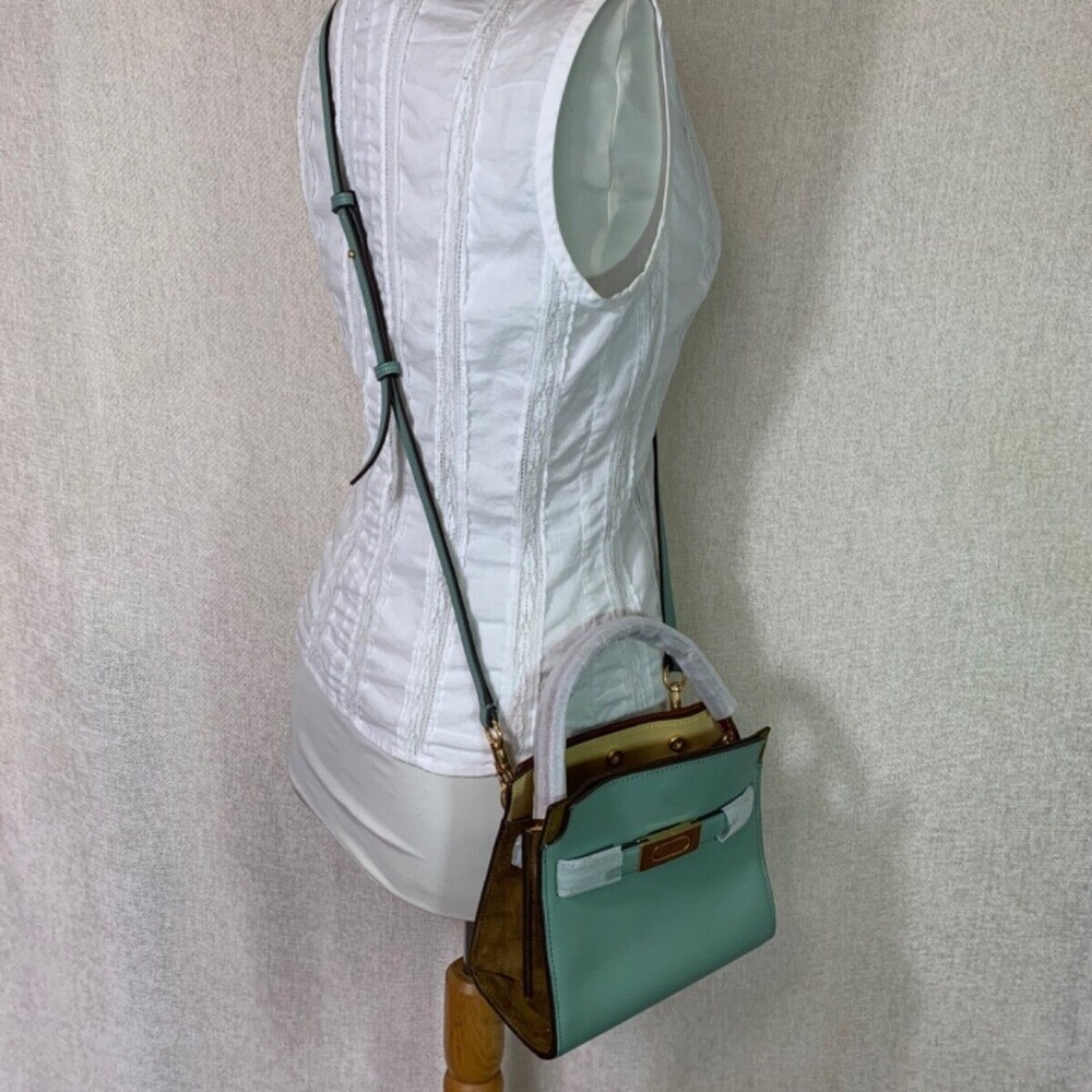 NEW Tory Burch Lee Radziwill Rivulet Blue Leather Petite Double Bag/Shoulder Bag - Picture 12 of 15